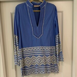 Tory Burch Blue and White Patterned Tunic